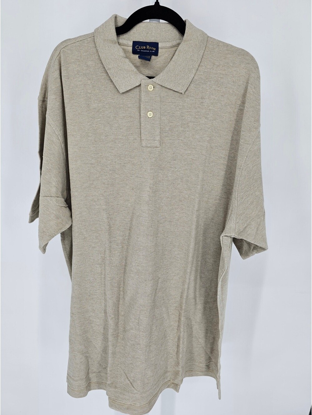 Club Room by Charter Club Mens Sz XXL Short Sleeve Polo Shirt Beige 100% Cotton